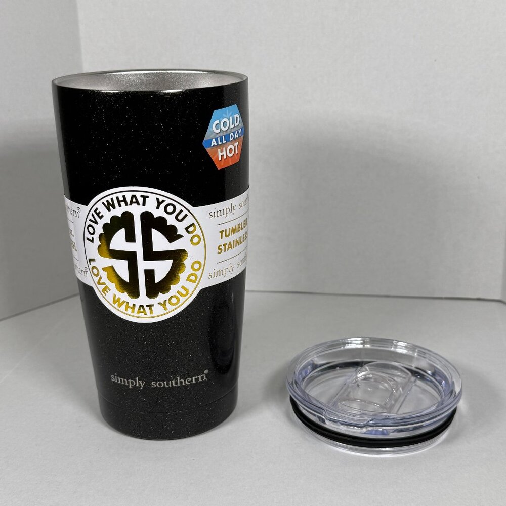 Simply Southern Black Glitter 20 oz Stainless Steel Tumbler